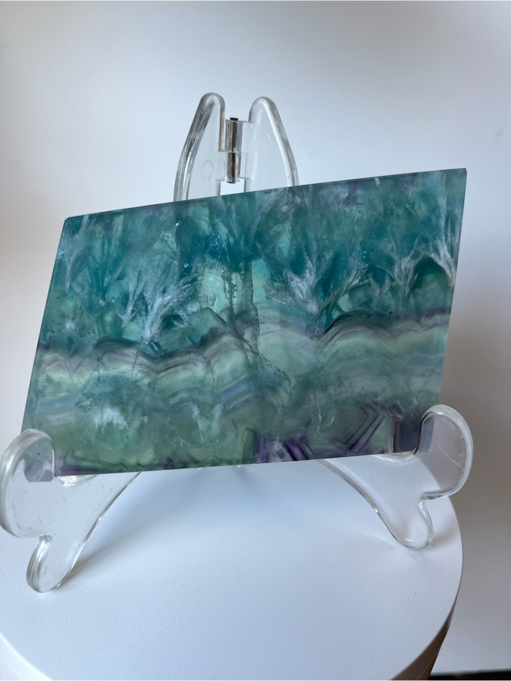 Fluorite Crystal Slab Green and Purple Includes Clear Stand